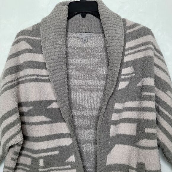 Barefoot Dreams Cozychic Geometric 3/4 Sleeve Oversized Open Cardigan Size Small - Picture 2 of 12